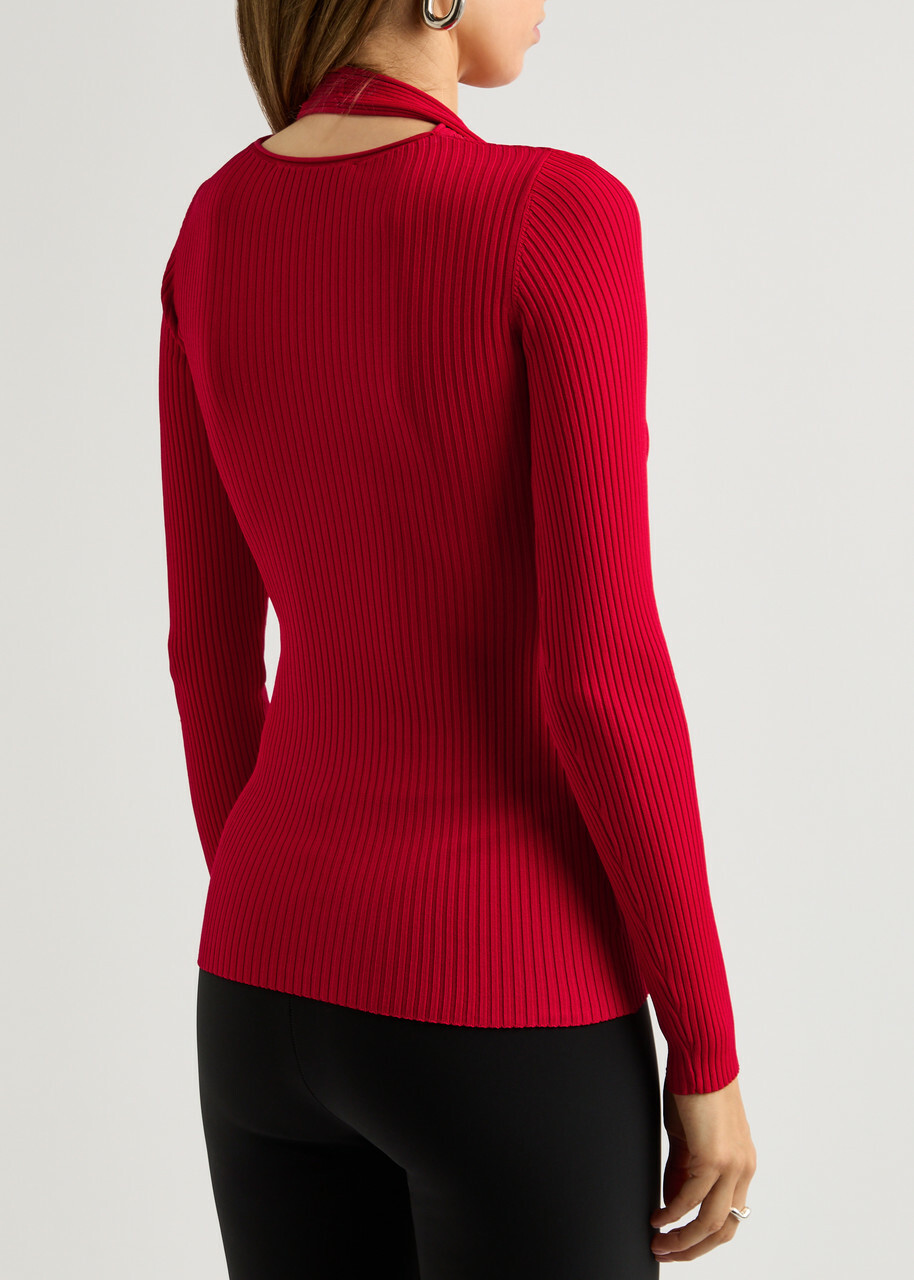 Coperni Cut-out Ribbed-knit top Red Coperni