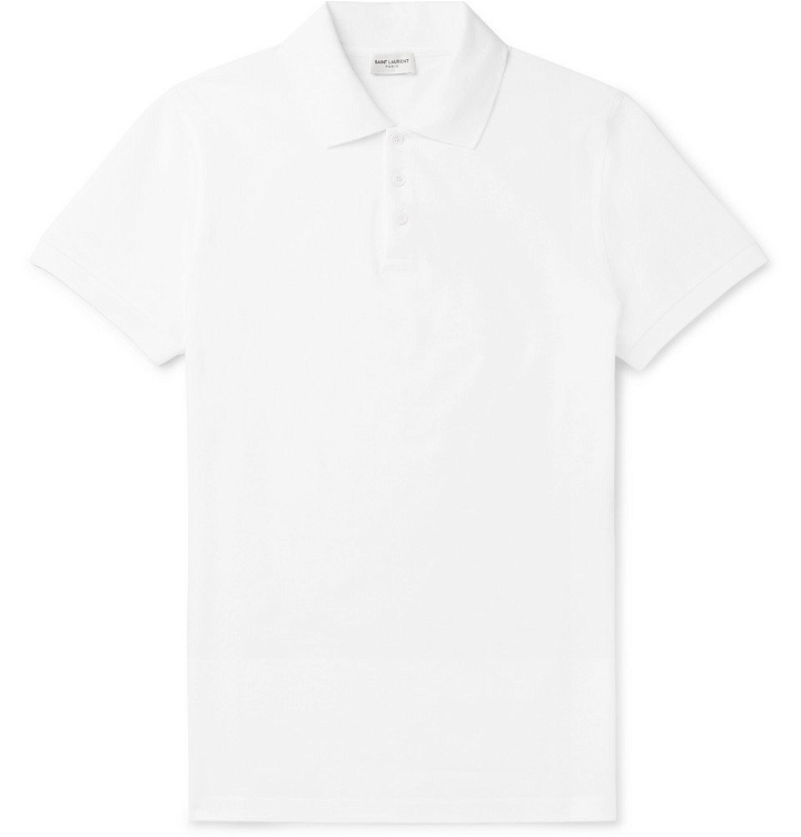 Photo: Saint Laurent - Embroidered Cotton-Piqué Polo Shirt - Men - White