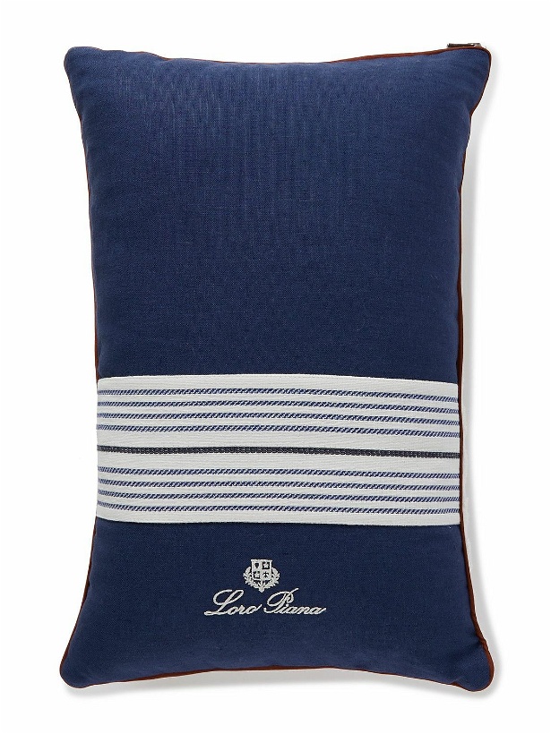Photo: Loro Piana - Logo-Embroidered Striped Linen and Terry Beach Pillow