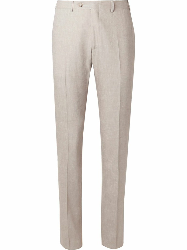 Photo: Canali - Kei Slim-Fit Linen and Wool-Blend Suit Trousers - Neutrals