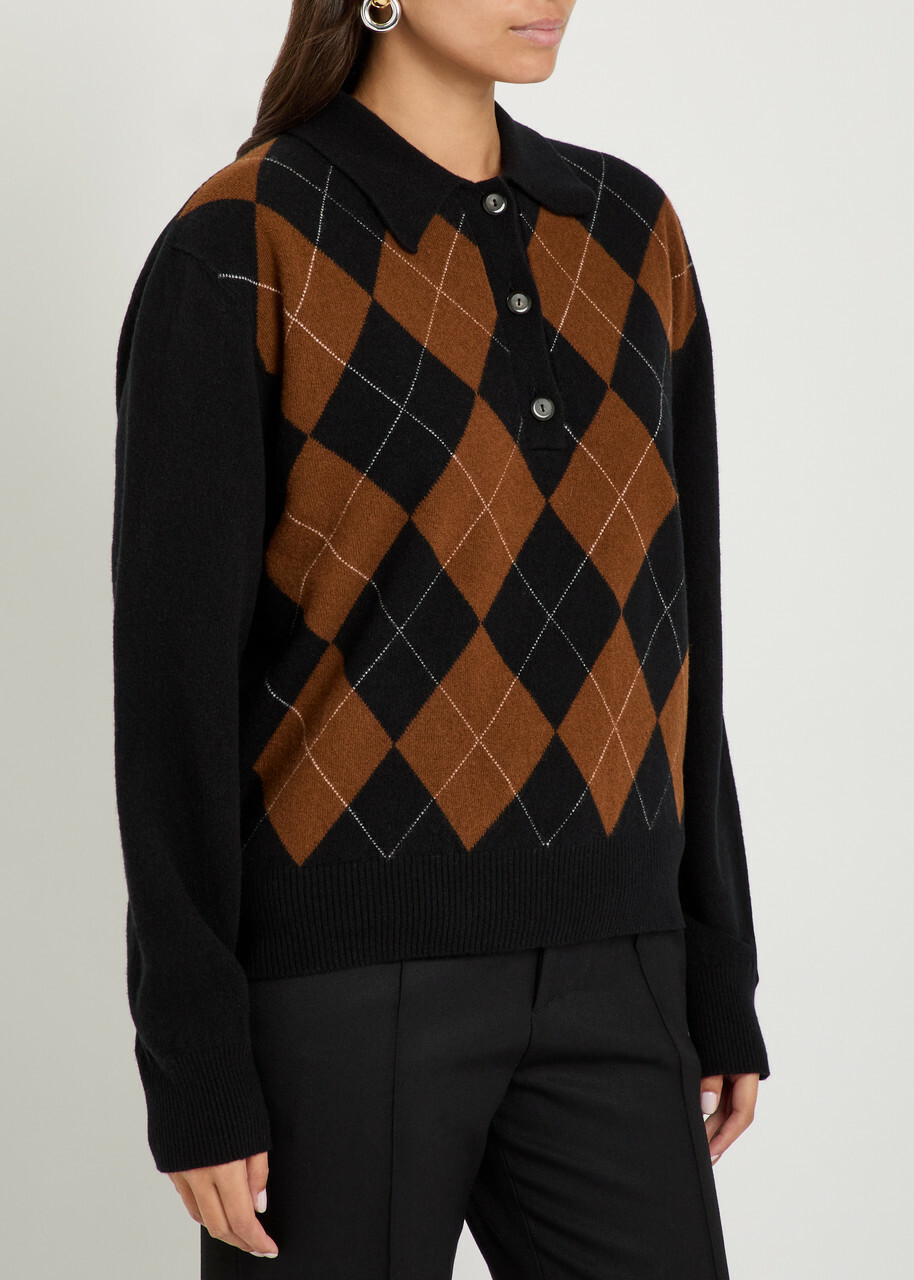 Rohe Argyll Wool Polo Jumper Black