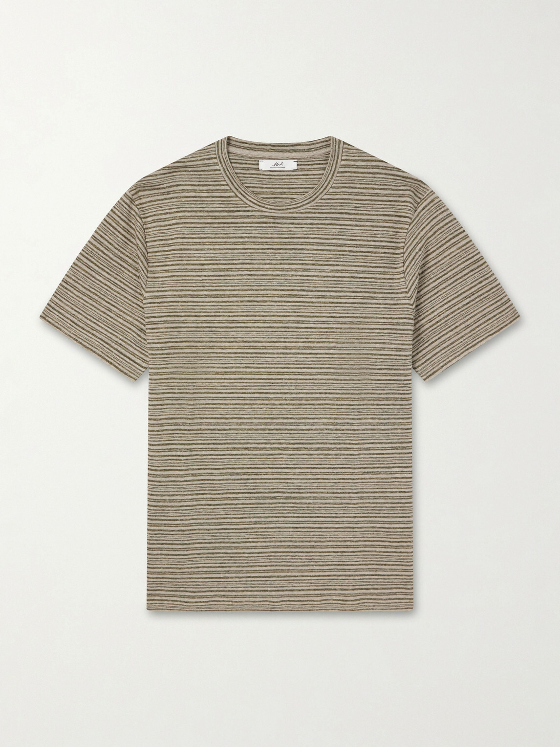 Mr P. - Knitted Striped Linen T-Shirt - Green