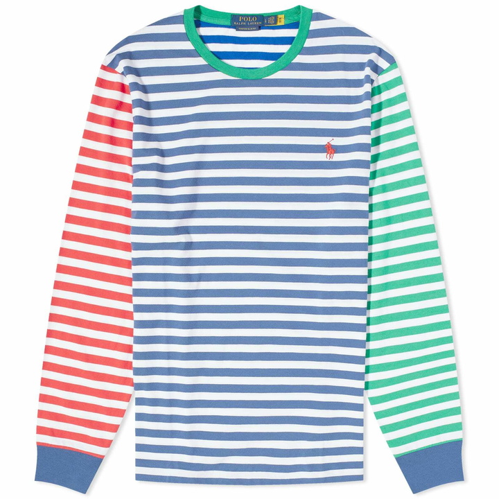 Photo: Polo Ralph Lauren Men's Long Sleeve Cotton Custom T-Shirt in Blue