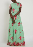 Erdem Floral Belted Cotton and Silk-blend Midi Dress Mint