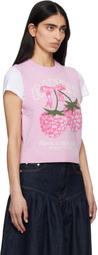 GANNI Pink Graphic Wool Sweater Vest