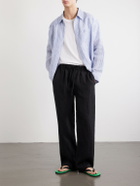 Cherry Los Angeles - Striped Linen Western Shirt - Blue