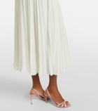 Self-Portrait Belted pleated bouclé and chiffon midi dress