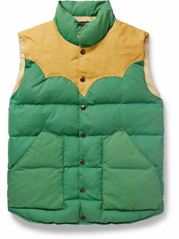 Photo: RRL - Leather-Trimmed Padded Quilted Recycled-Nylon Gilet - Green