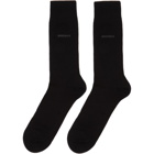 Boss Two-Pack Grey and Black Diagonal Stripes Mismatched Socks