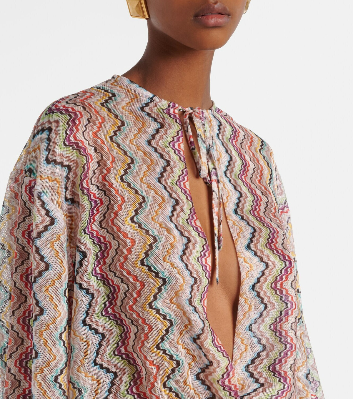 Missoni Zig Zag cutout gathered blouse