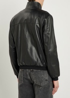 Emporio Armani High-neck Leather Jacket Black