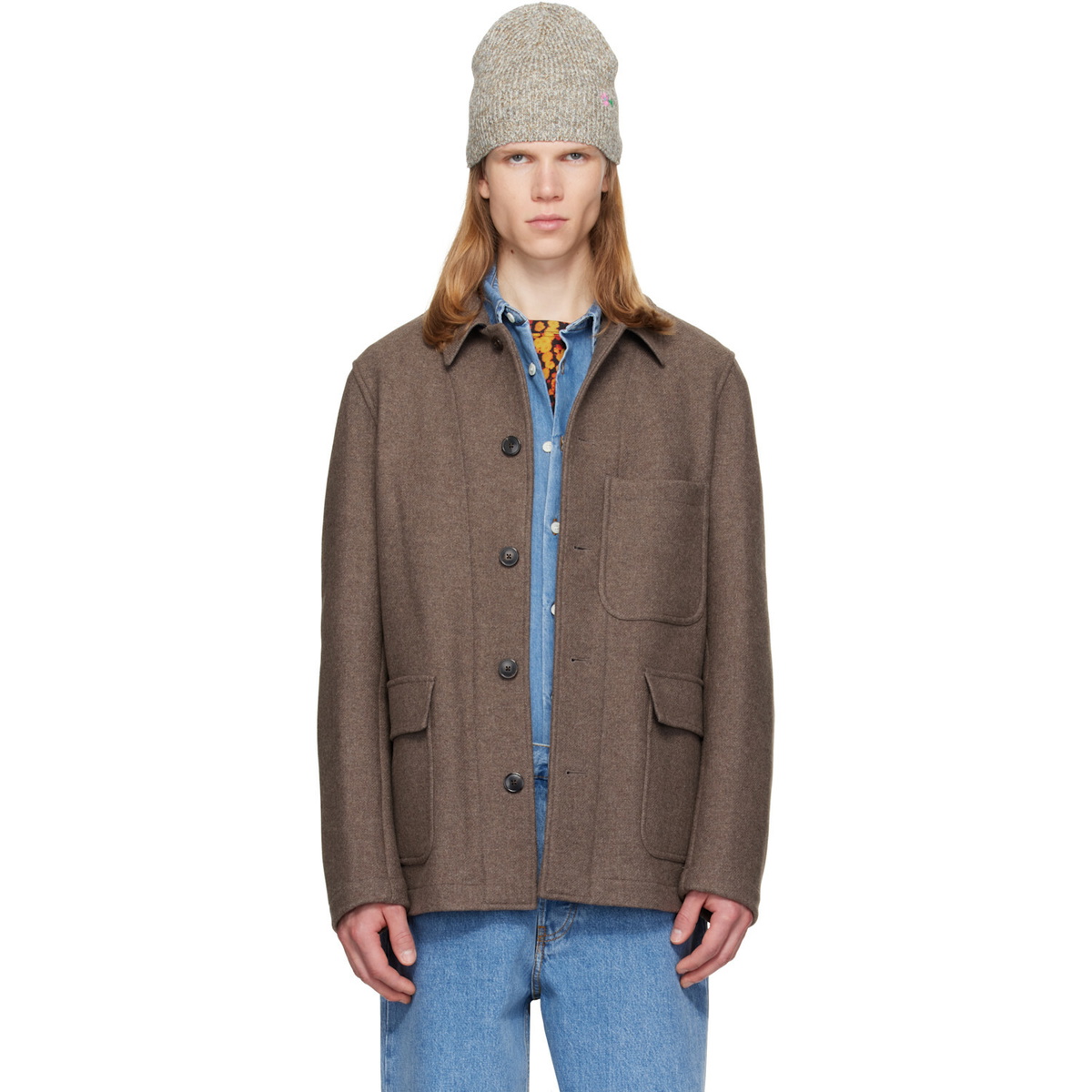 ジャケット・アウター 10s DRIES VAN NOTEN Stand Collar Jacket Dries Van Noten Brown Stand Collar Jacket Dries Van Noten