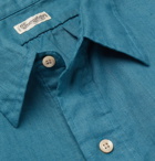 Camoshita - Linen Half-Placket Shirt - Teal
