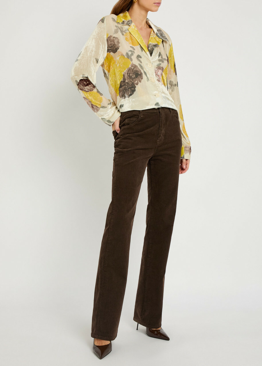 Bernadette Louis Floral-print Velour Blouse Multicoloured 1