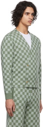 Bode Green Duotone Checkerboard Cardigan