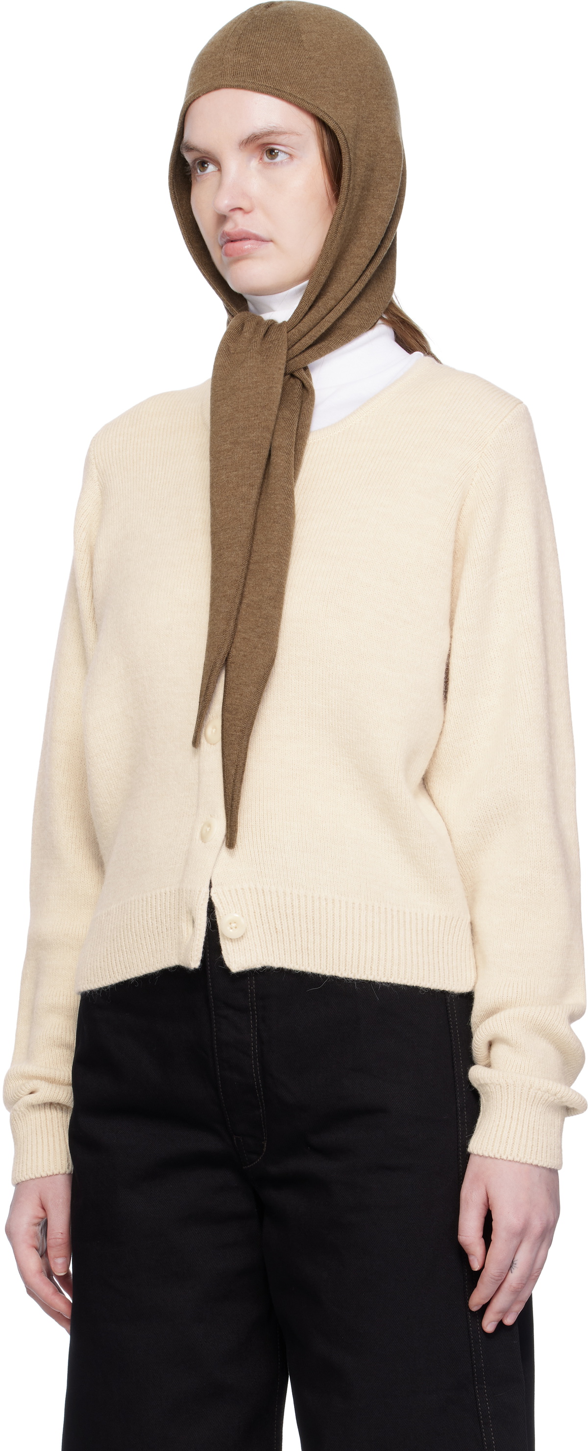 LEMAIRE Brown Fine Wool Head Scarf Hood