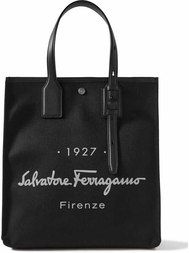 Photo: Salvatore Ferragamo - Logo-Print Leather-Trimmed Canvas Tote Bag