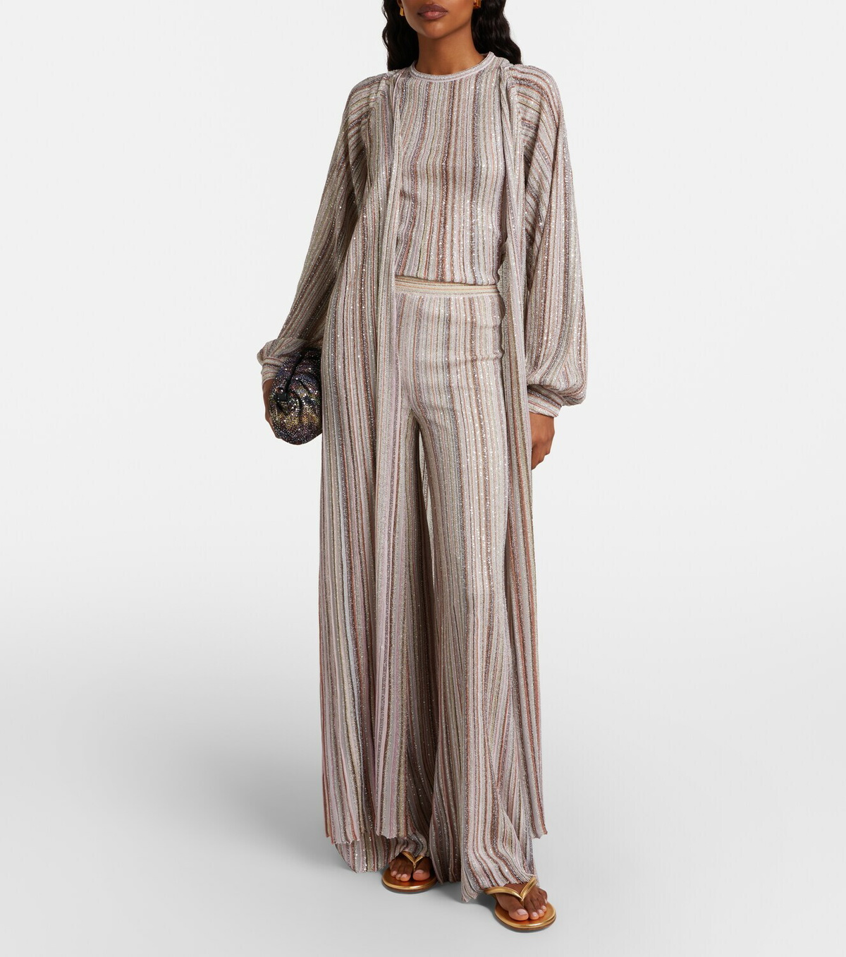 Missoni Striped lamé wrap cardigan