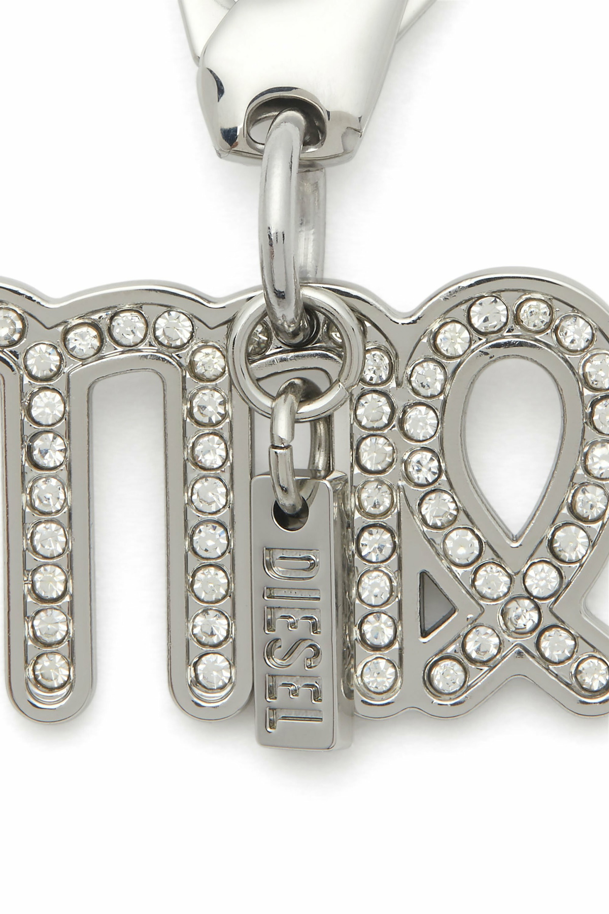 Diesel Metal Virgo charm with rhinestones - Charms and Keyrings - Unisex - Silver