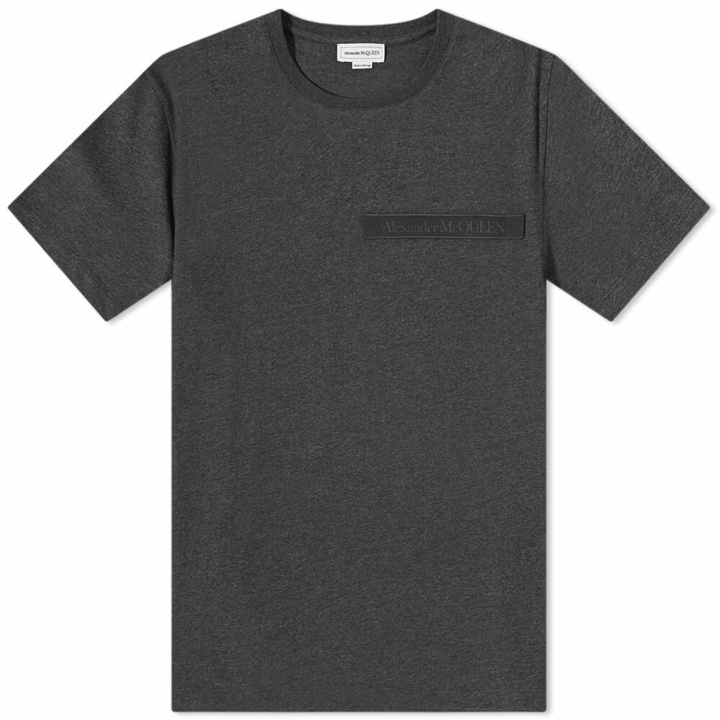 Photo: Alexander McQueen Men's Logo Taped T-Shirt in Charcoal/Multi