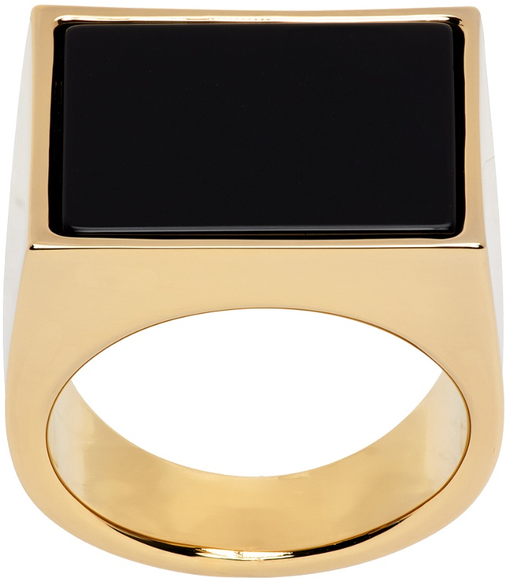 Photo: Dries Van Noten Gold & Black Square Signet Ring