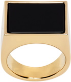 Dries Van Noten Gold & Black Square Signet Ring