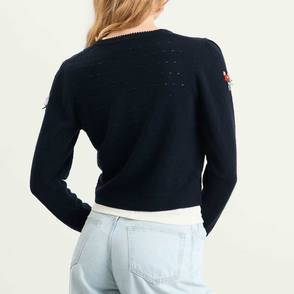 RIXO Women's Merinda Embellished Cardigan in Deep Navy