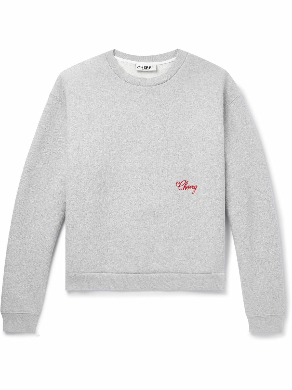 Photo: Cherry Los Angeles - Logo-Embroidered Cotton-Blend Jersey Sweatshirt - Gray