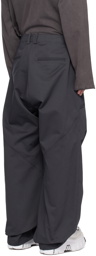 We11done Gray Solid Flap Trousers
