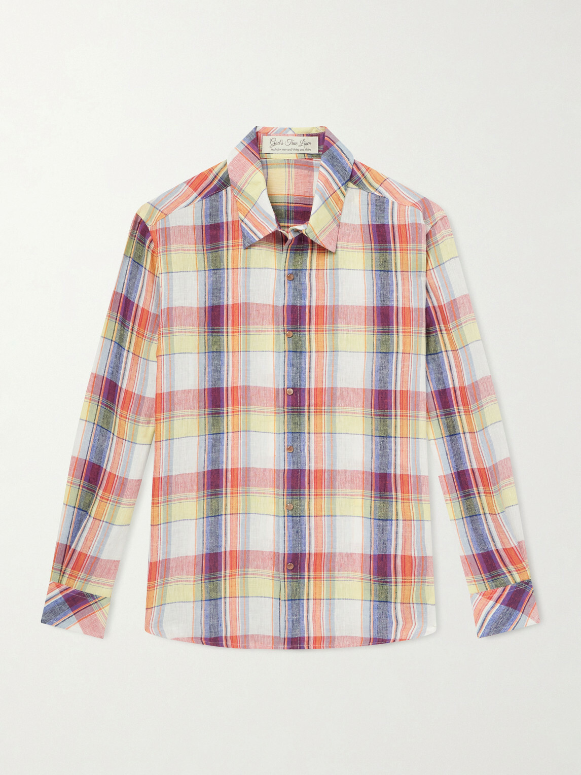 God's True Cashmere - Daybreak Checked Linen Shirt - Multi