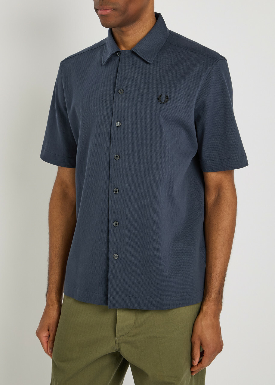 Fred Perry Logo-embroidered Piqué Cotton Shirt Navy