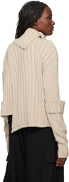 Y's Beige Rib Finger Hole Turtleneck