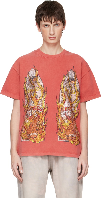 Photo: Who Decides War Red Rhinestone Flame Glass T-shirt