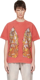 Who Decides War Red Rhinestone Flame Glass T-shirt