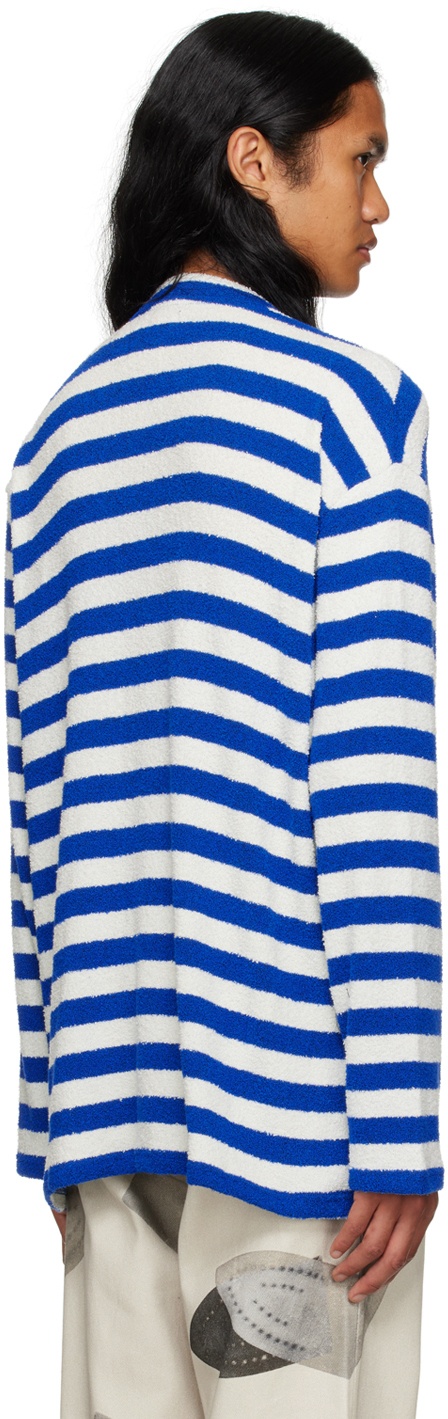 Charles Jeffrey LOVERBOY Blue & White Envelope Neck Sweater