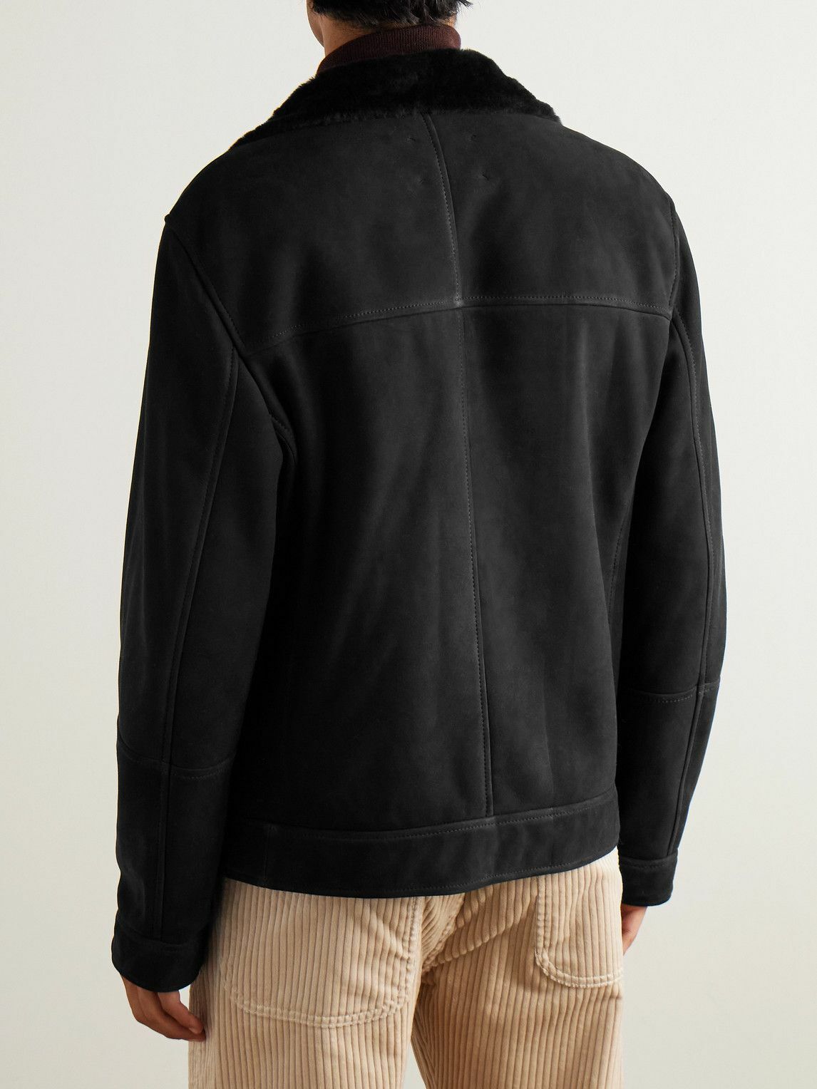 Brunello Cucinelli - Double-Breasted Shearling Jacket - Black