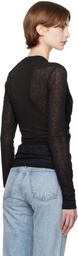Nanushka Black Izolda Draped Mesh Jersey T-shirt