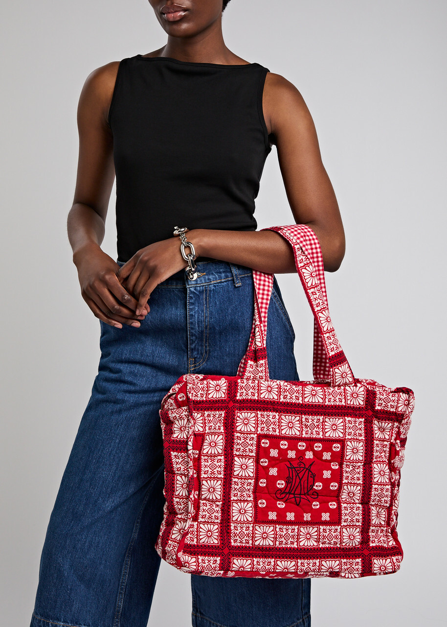 Damson Madder Quilted Bandana-print Cotton Tote - Red - One Size