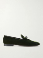 TOM FORD - Scott Bow-Detailed Velvet Loafers - Green