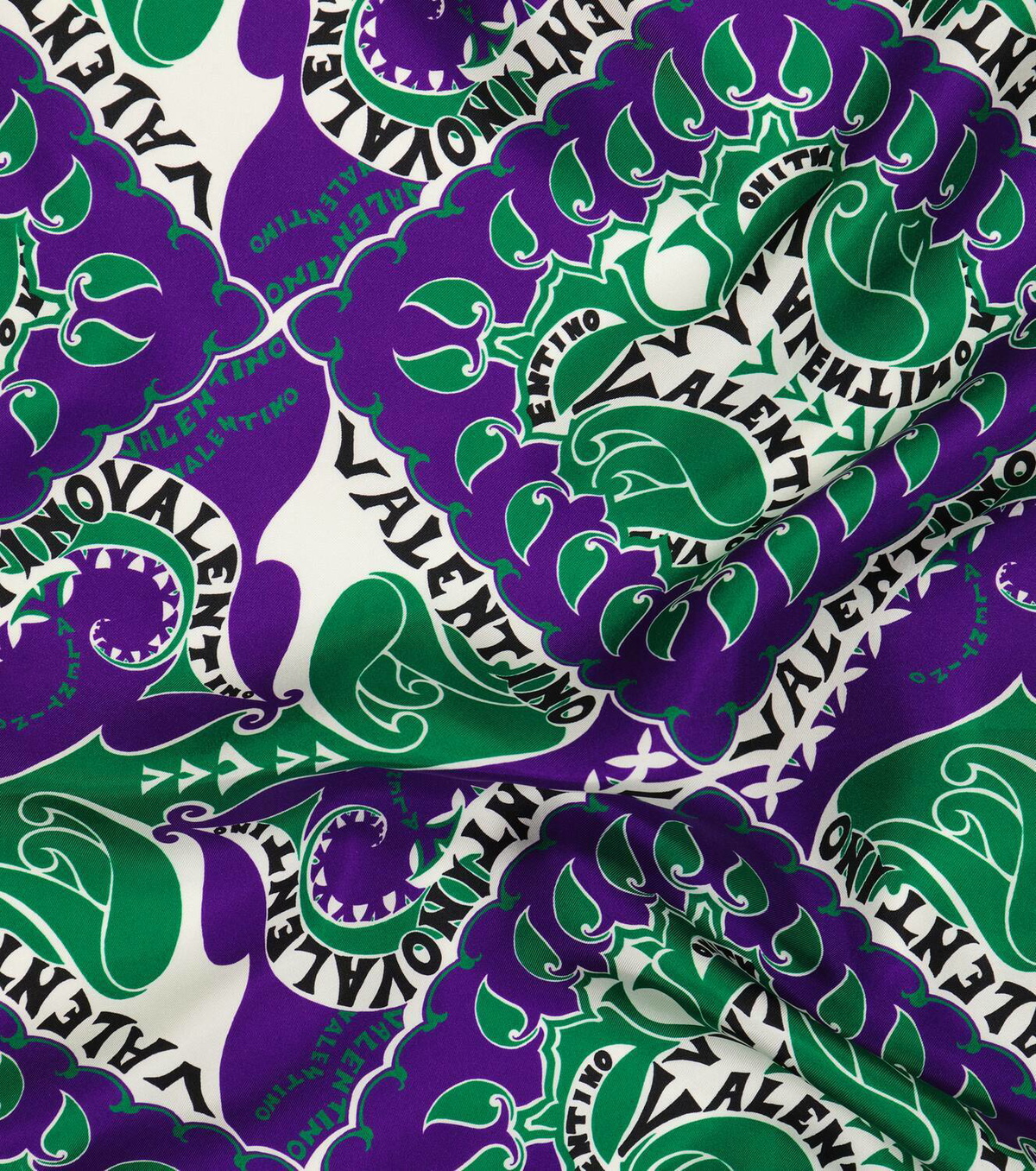 マフラー・ストール VALENTINO FW25 Printed silk foulard (7W2EI114WFM QT3) VALENTINO GARAVANI Fringed printed silk-twill scarf | NET-A
