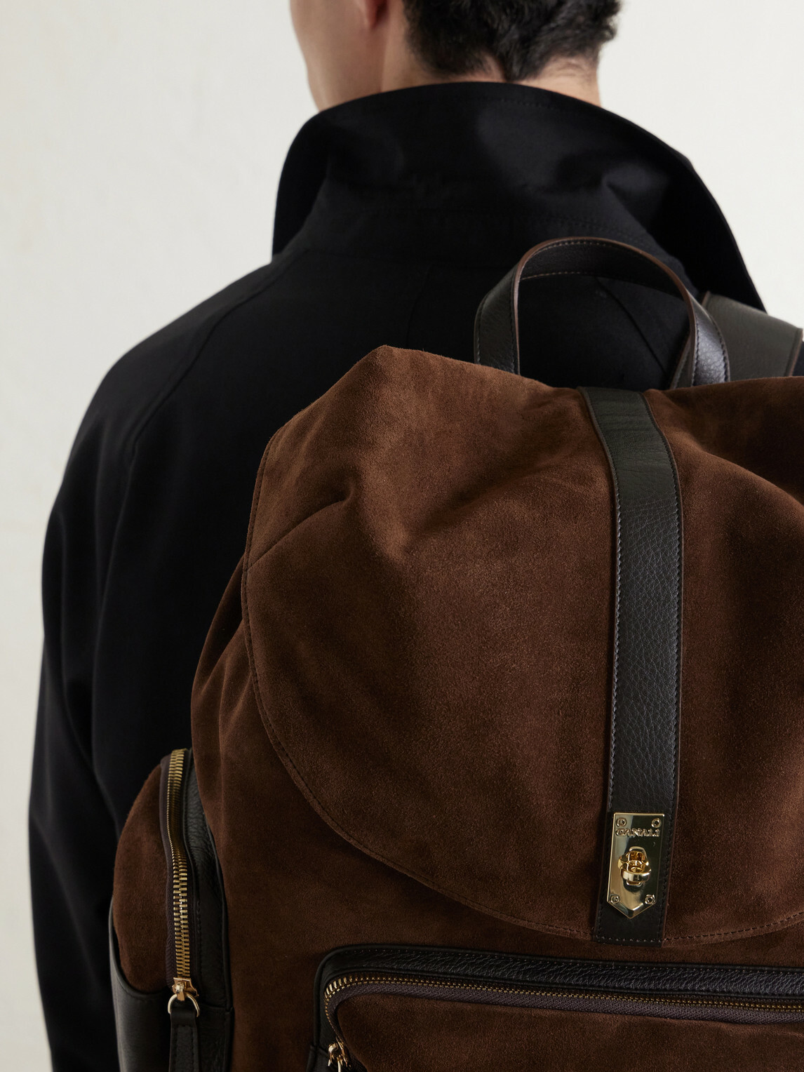 Canali - Leather-Trimmed Suede Backpack