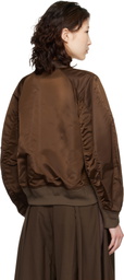 sacai Brown Nylon Twill & Knit Cardigan