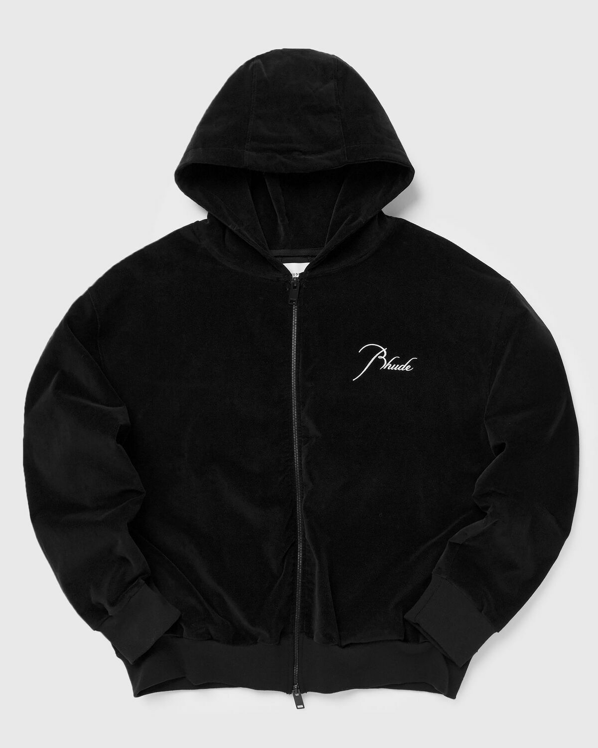 Rhude VELOUR CLASSIQUE ZIP-UP HOODIE Black Mens Zipper