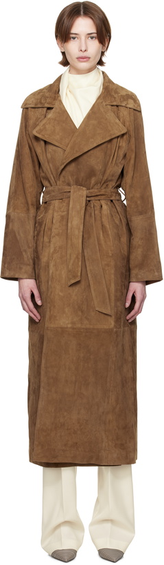 Photo: Nour Hammour Brown Althea Belted Suede Coat