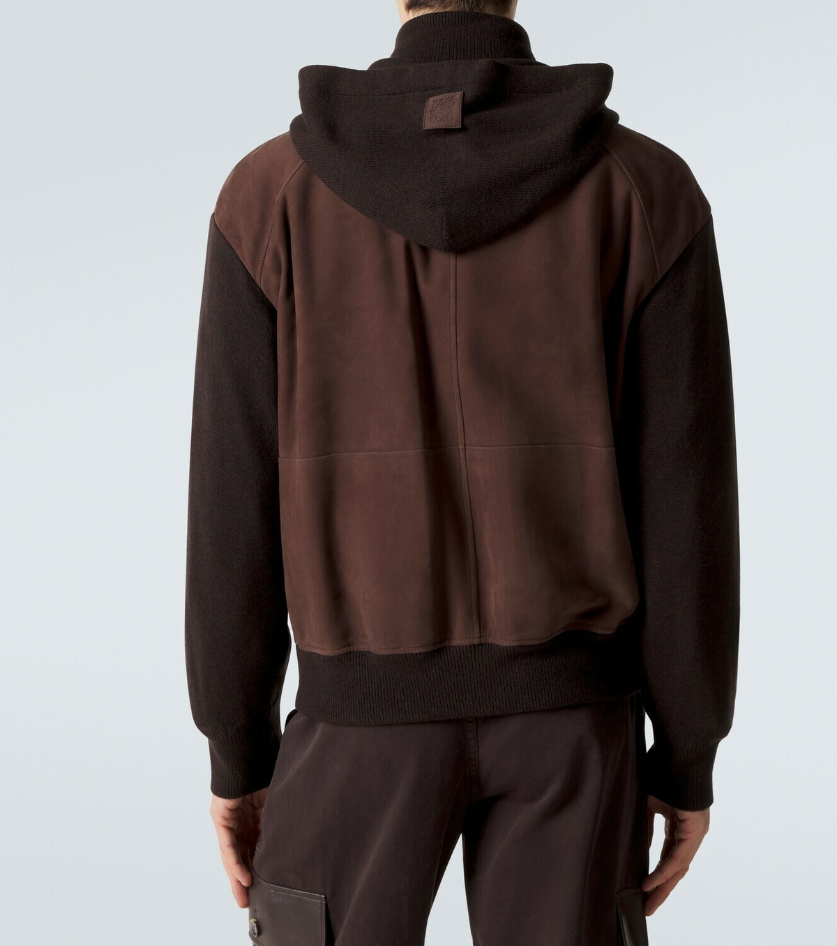 Loewe Paneled suede zip-up hoodie