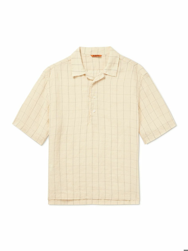 Photo: Barena - Checked Linen-Blend Polo Shirt - Neutrals