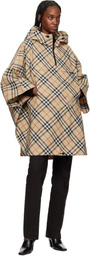 Burberry Beige Packaway Check Twill Cape Jacket