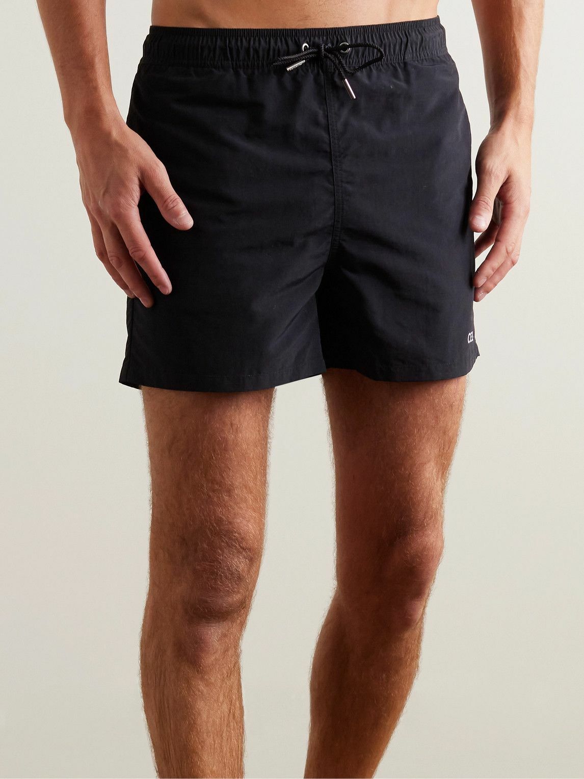 CELINE - Straight-Leg Mid-Length Logo-Print Swim Shorts - Black