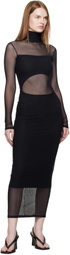 Mugler Black Illusion Midi Dress