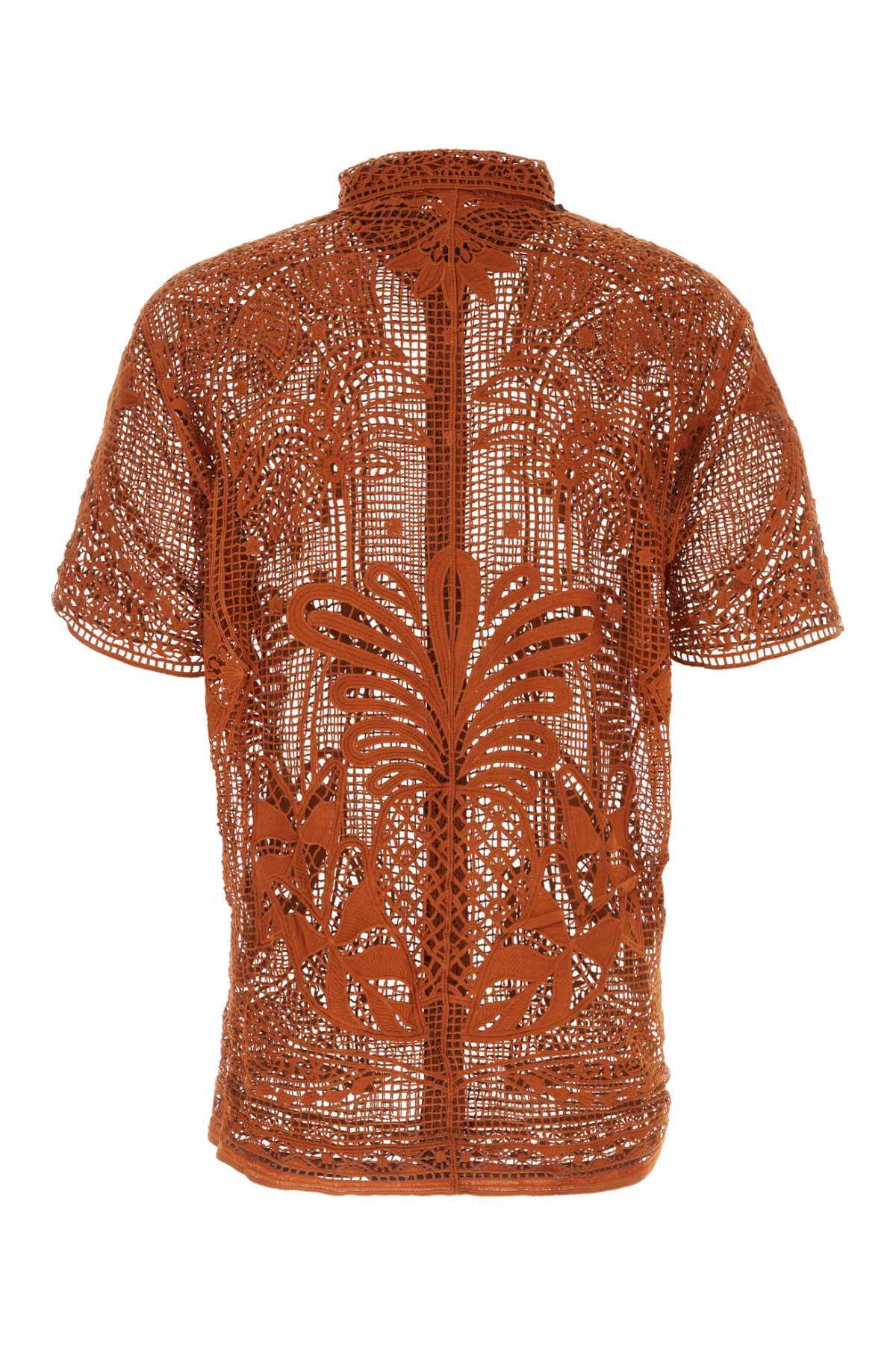 Farm Rio Copper Guipure Lace Tropical Shirt